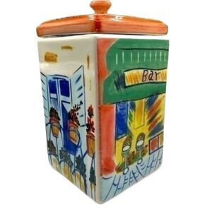 Boston Warehouse Trading Corp. Colorful Vintage Ceramic Bistro Kitchen Canister